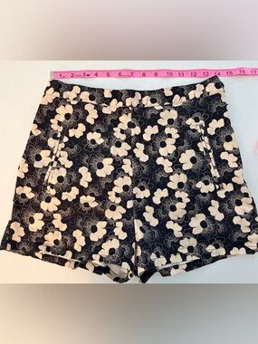 Corey Lynn Calter Anthropologie Black & Ivory Floral Printed Mini Shorts Size M
